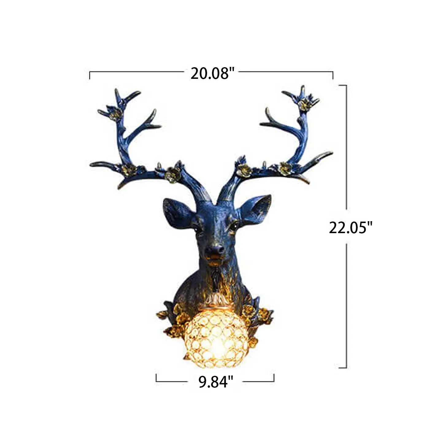 Retro Creative Fortune Deer Head Resin 1-Light Wall Sconce Lamp Cuvalon
