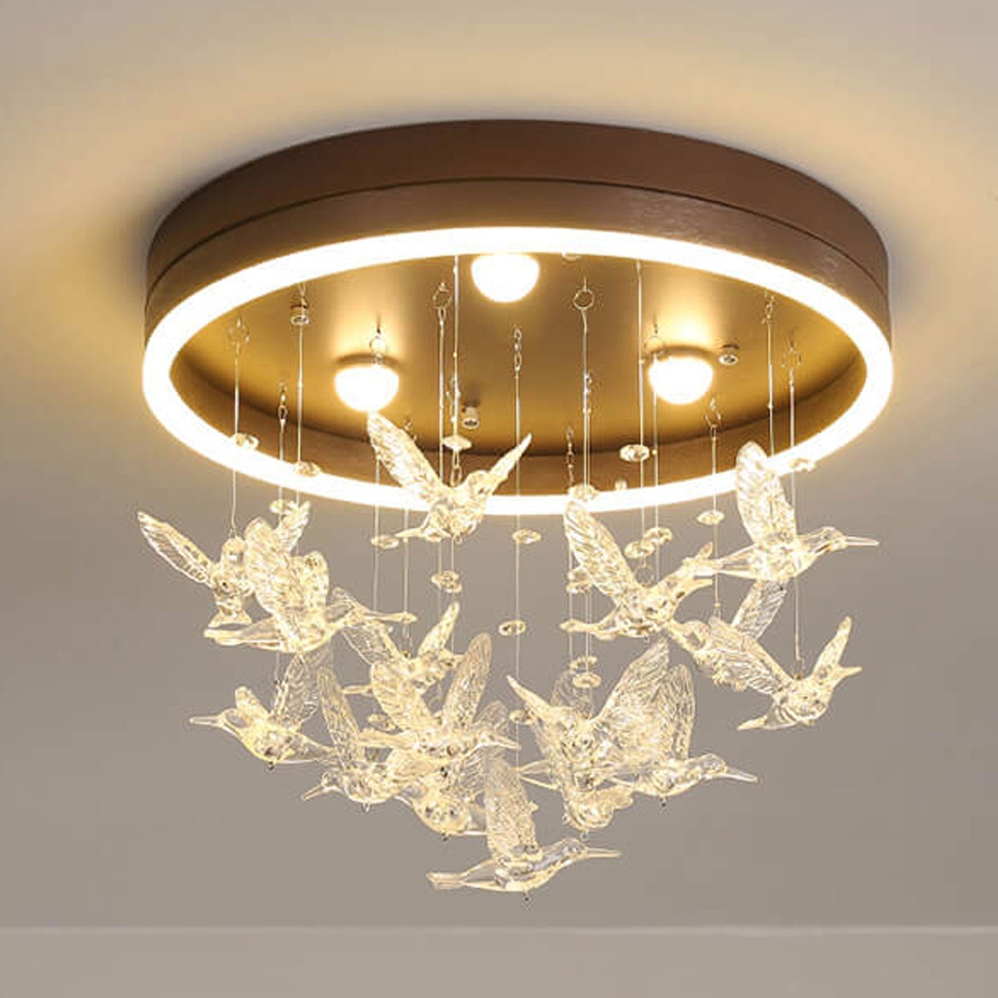 Modern Creative Cartoon Round Bird / Skirt Hanging LED Flush Mount Ceiling Light Cuvalon