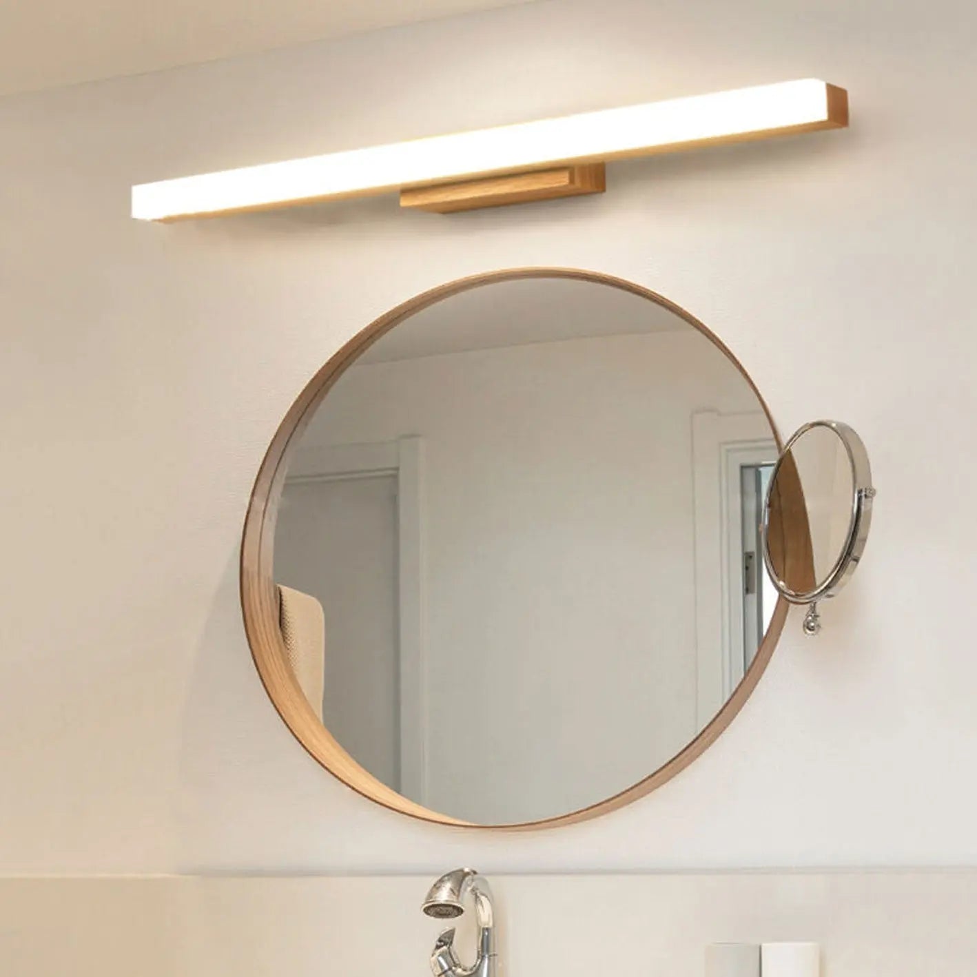 Nordic Minimalist Wooden Long Strip Vanity Light LED Wall Sconce Lamp Cuvalon