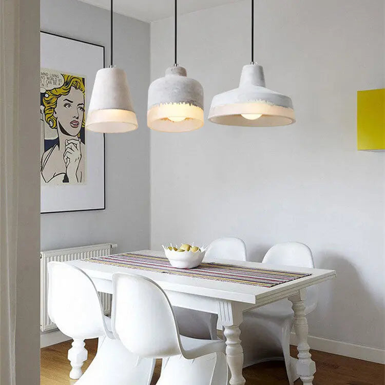 Industrial Minimalist Grey Shade 1-Light  Cement Pendant Light Cuvalon