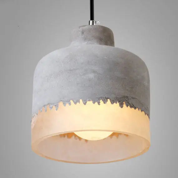 Industrial Minimalist Grey Shade 1-Light  Cement Pendant Light Cuvalon