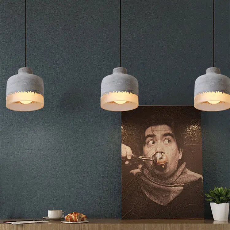 Industrial Minimalist Grey Shade 1-Light  Cement Pendant Light Cuvalon