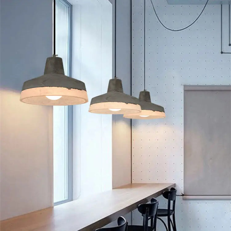 Industrial Minimalist Grey Shade 1-Light  Cement Pendant Light Cuvalon
