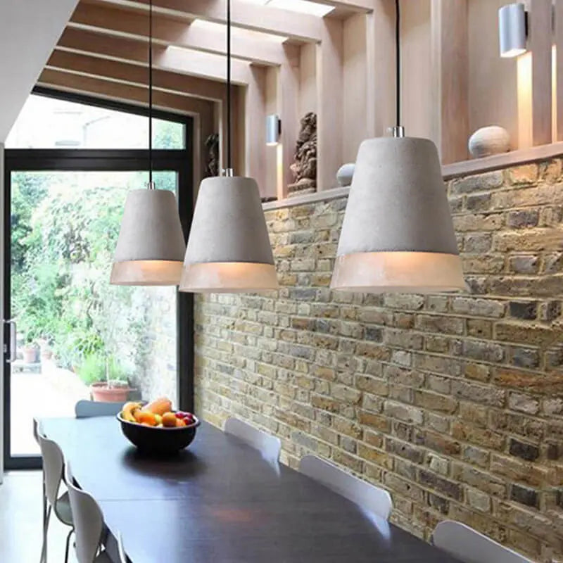 Industrial Minimalist Grey Shade 1-Light  Cement Pendant Light Cuvalon