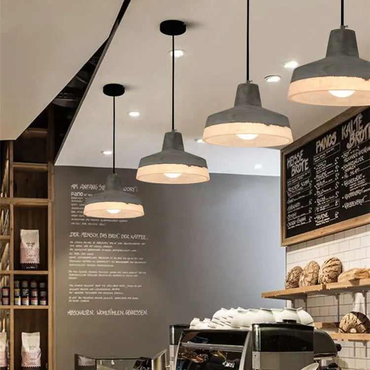 Industrial Minimalist Grey Shade 1-Light  Cement Pendant Light Cuvalon