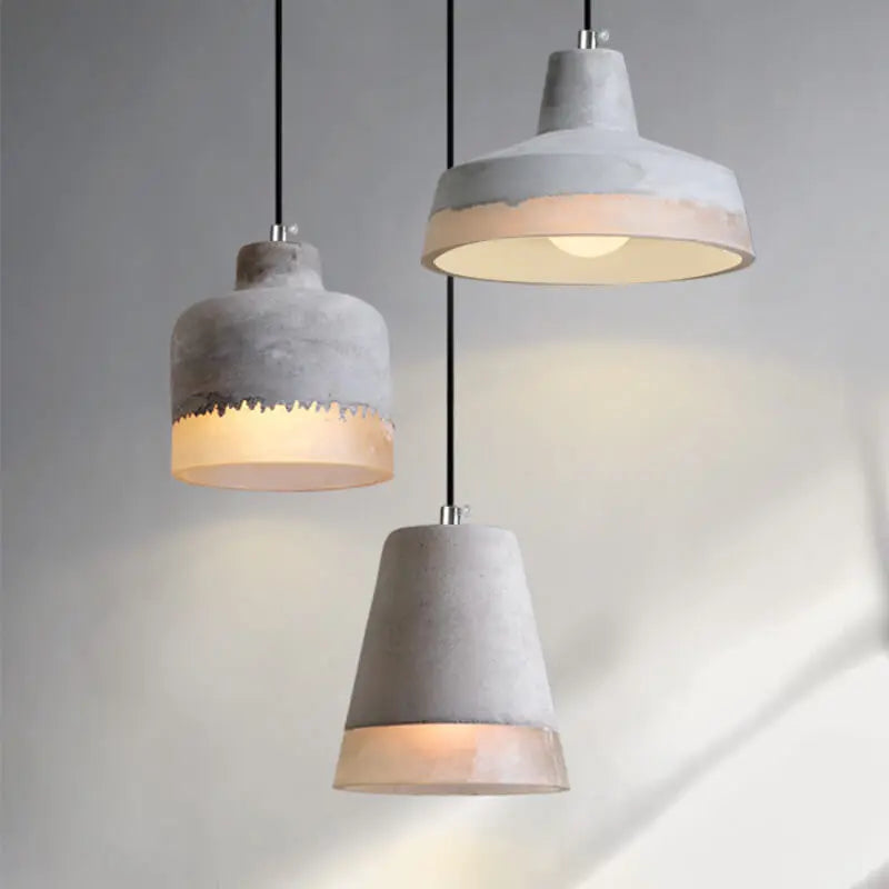 Industrial Minimalist Grey Shade 1-Light  Cement Pendant Light Cuvalon