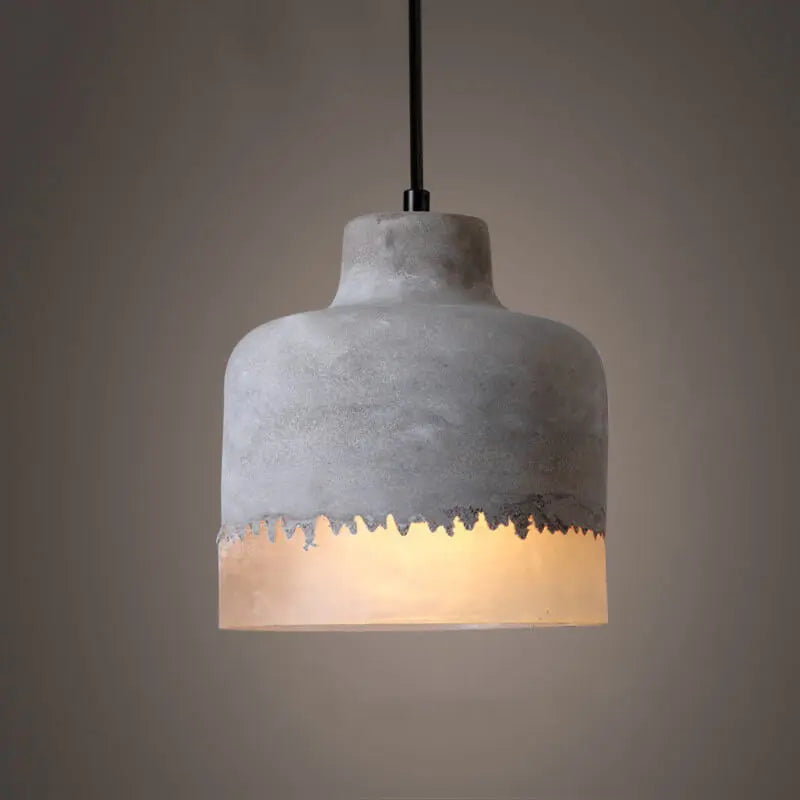 Industrial Minimalist Grey Shade 1-Light  Cement Pendant Light Cuvalon