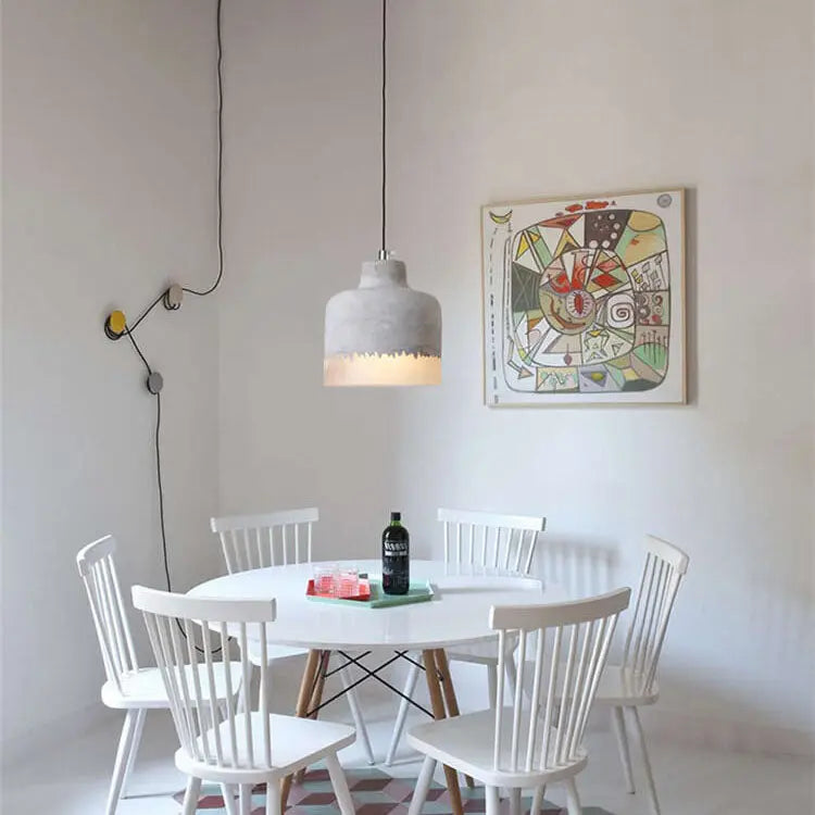 Industrial Minimalist Grey Shade 1-Light  Cement Pendant Light Cuvalon