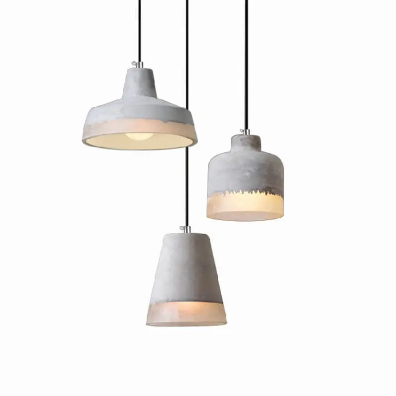 Industrial Minimalist Grey Shade 1-Light  Cement Pendant Light Cuvalon