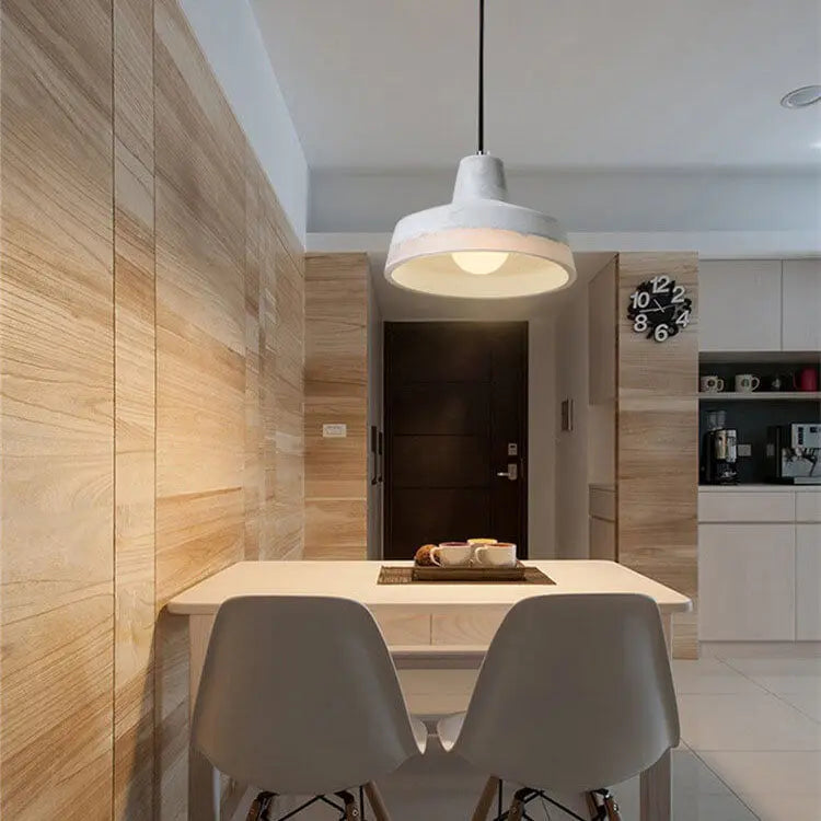 Industrial Minimalist Grey Shade 1-Light  Cement Pendant Light Cuvalon