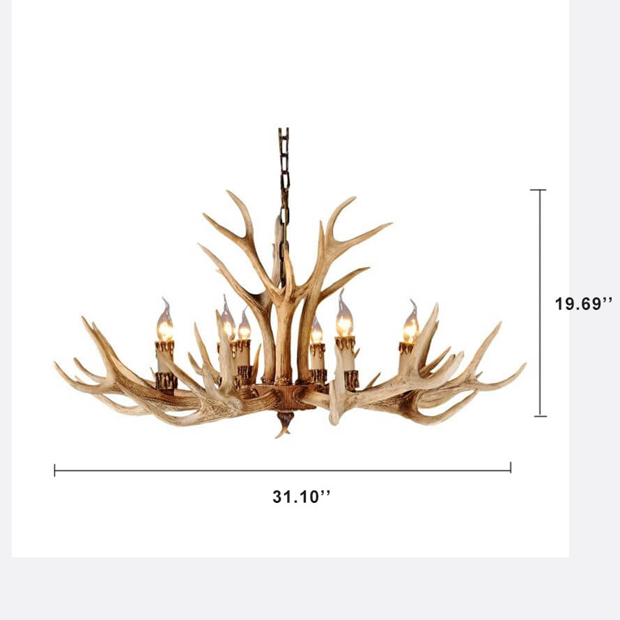 Country Style Antler Resin 6-Light Chandeliers Cuvalon