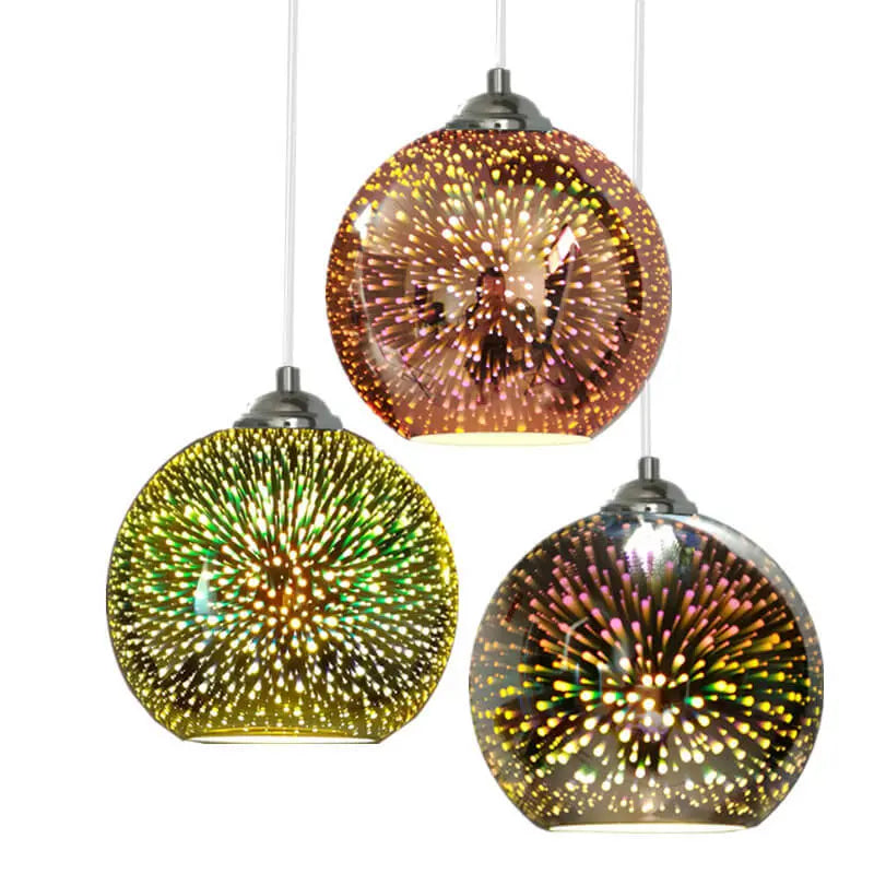 Modern Creative 3D Colorful Fireworks Glass 1-Light Dome Pendant Light Cuvalon