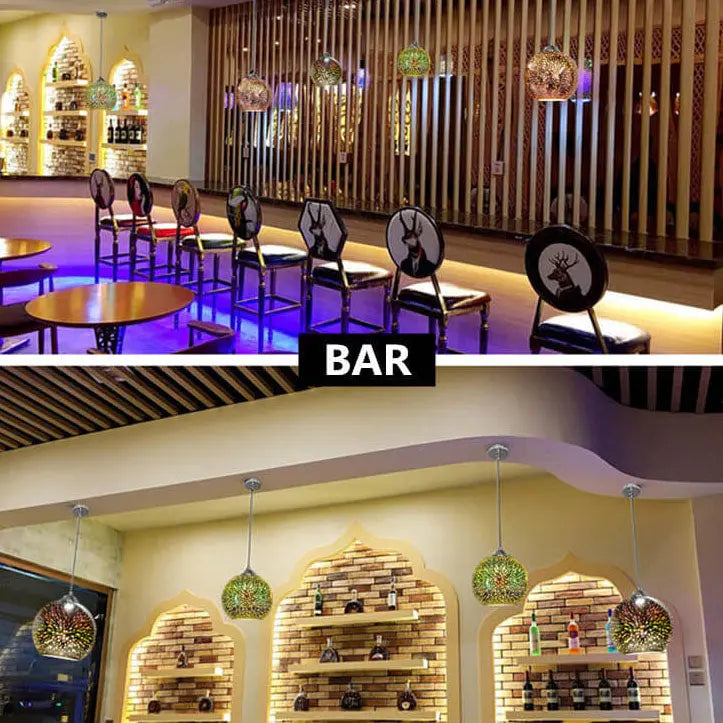 Modern Creative 3D Colorful Fireworks Glass 1-Light Dome Pendant Light Cuvalon