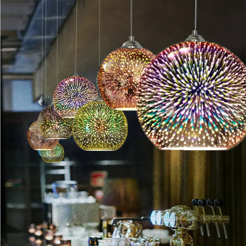 Modern Creative 3D Colorful Fireworks Glass 1-Light Dome Pendant Light Cuvalon