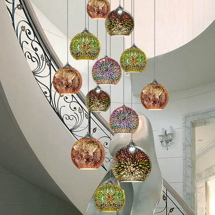 Modern Creative 3D Colorful Fireworks Glass 1-Light Dome Pendant Light Cuvalon