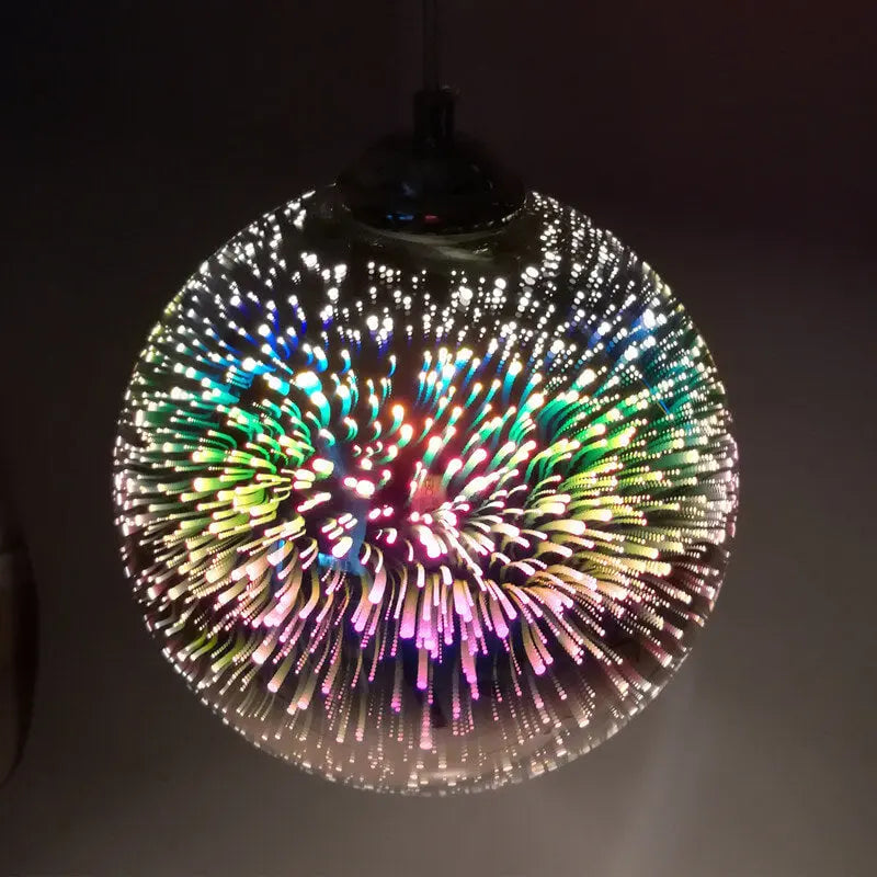 Modern Creative 3D Colorful Fireworks Glass 1-Light Dome Pendant Light Cuvalon