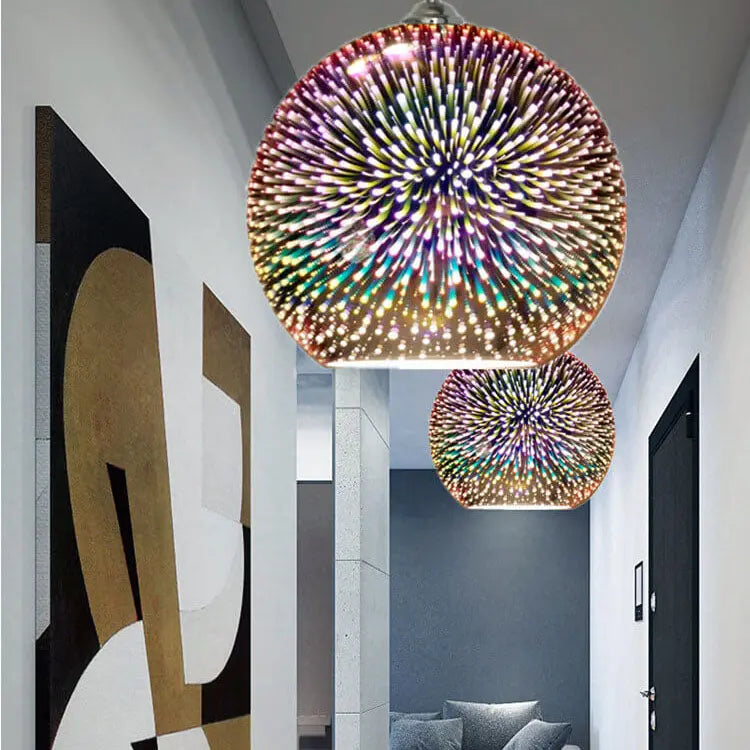 Modern Creative 3D Colorful Fireworks Glass 1-Light Dome Pendant Light Cuvalon