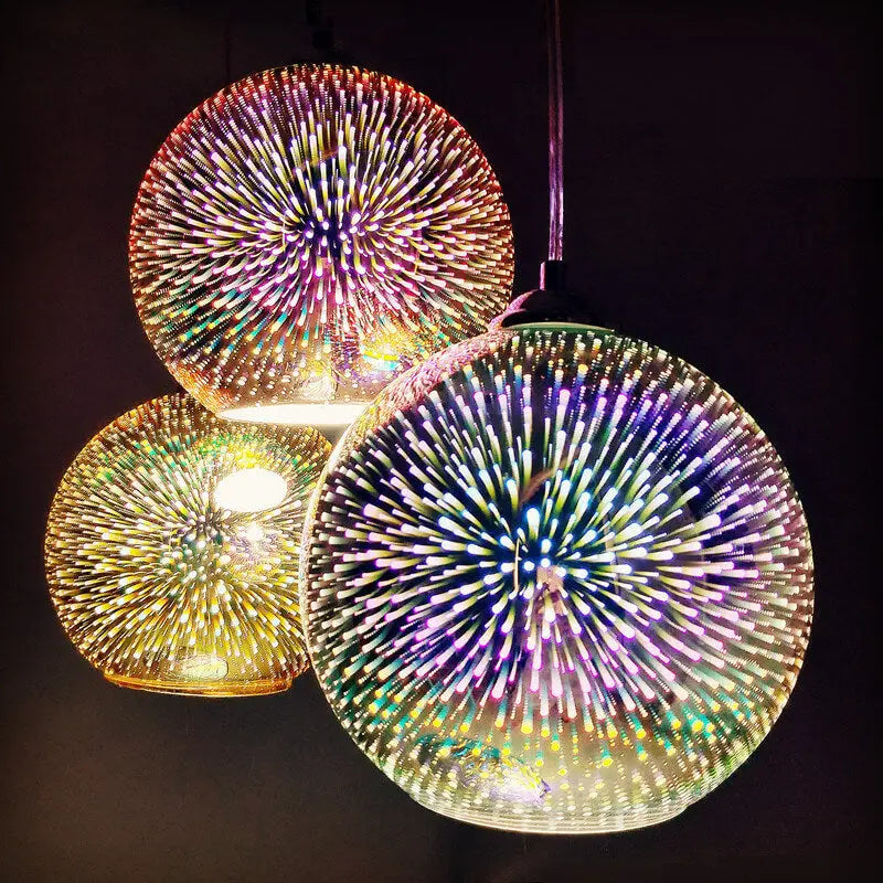 Modern Creative 3D Colorful Fireworks Glass 1-Light Dome Pendant Light Cuvalon