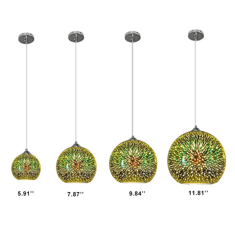 Modern Creative 3D Colorful Fireworks Glass 1-Light Dome Pendant Light Cuvalon