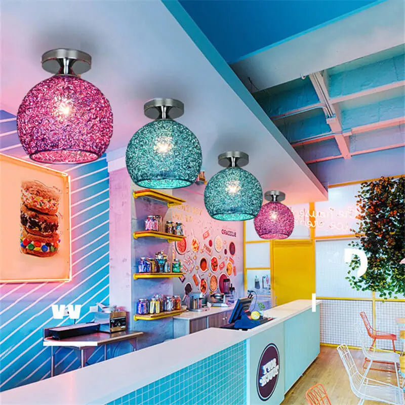 Modern Colorful 1-Light Dome Semi-Flush Mount Light Cuvalon