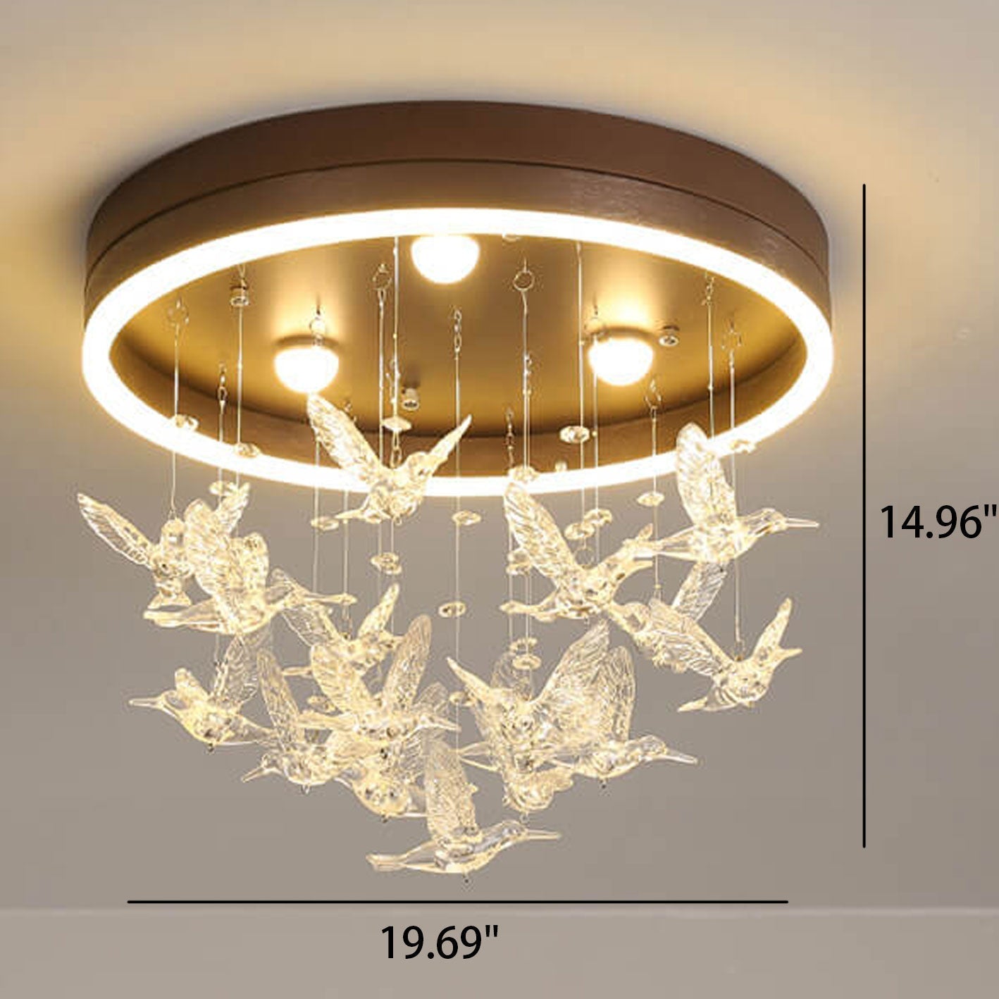 Modern Creative Cartoon Round Bird / Skirt Hanging LED Flush Mount Ceiling Light Cuvalon