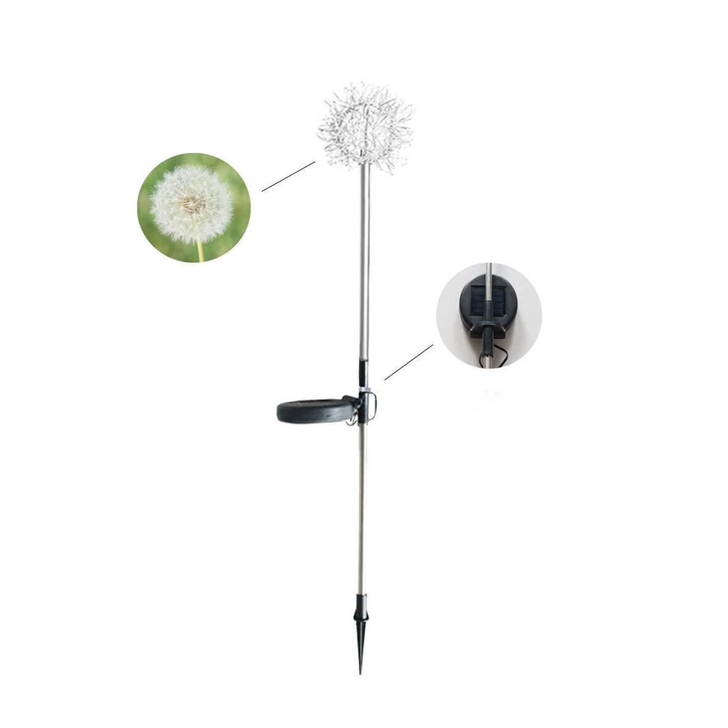 Solar Dandelion Aluminum Wire Globe Light LED Outdoor Waterproof Luminous Garden Insert Ground Landscape Light Cuvalon