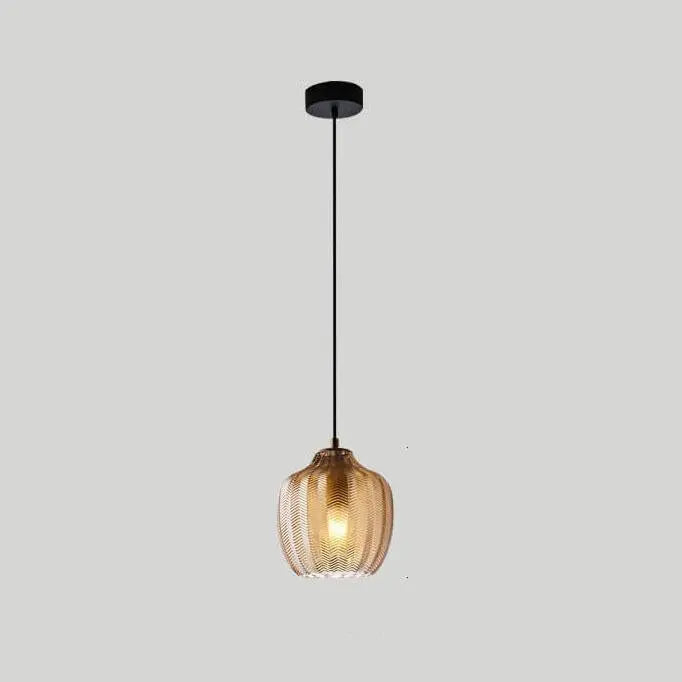 Nordic Textured Wavy Glass 1-Light Barrel Pendant Light Cuvalon