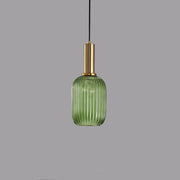 Minimalist Striped Glass Lantern 1-Light Pendant Light Cuvalon