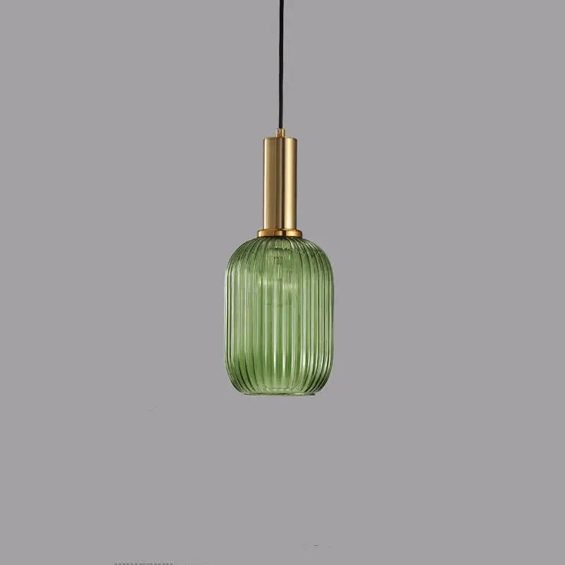 Minimalist Striped Glass Lantern 1-Light Pendant Light Cuvalon