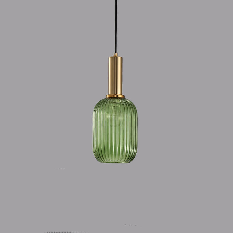 Minimalist Striped Glass Lantern 1-Light Pendant Light Cuvalon