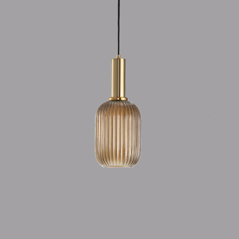 Minimalist Striped Glass Lantern 1-Light Pendant Light Cuvalon