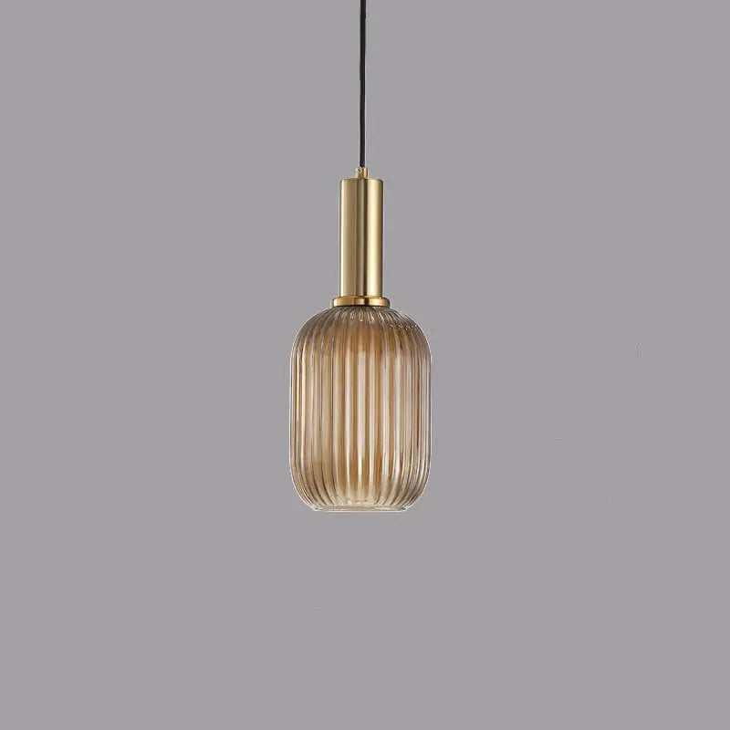 Minimalist Striped Glass Lantern 1-Light Pendant Light Cuvalon