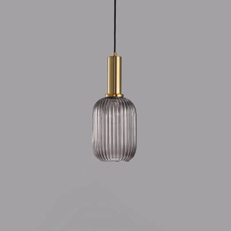 Minimalist Striped Glass Lantern 1-Light Pendant Light Cuvalon