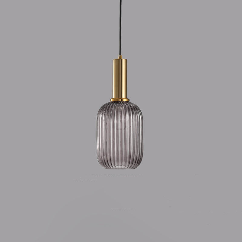 Minimalist Striped Glass Lantern 1-Light Pendant Light Cuvalon