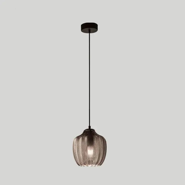 Nordic Textured Wavy Glass 1-Light Barrel Pendant Light Cuvalon