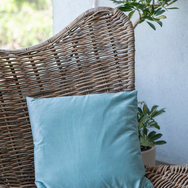 Contemporary Scandinavian Handwoven Rattan Lounge Chair - Accent Chair With Ergonomic Backrest & Iron Base For Boutique Indoor & Outdoor Spaces Cuvalon