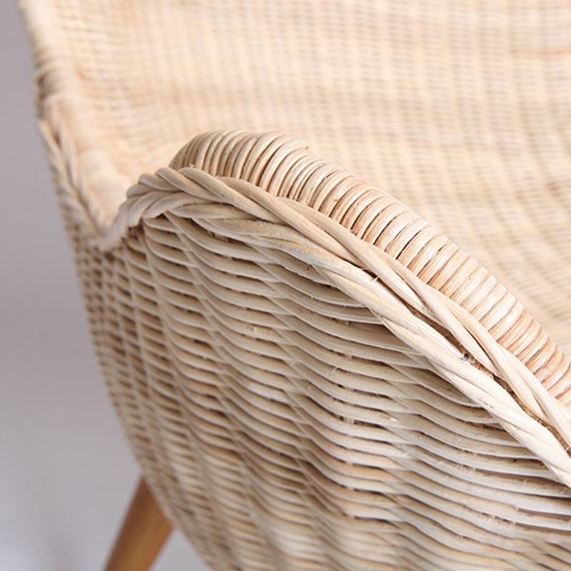 Contemporary Nordic Handwoven Rattan Weaving Solid Wood Legs Accent Chair With High Backrest - Lounge Chair For Indoor & Outdoor Living Cuvalon