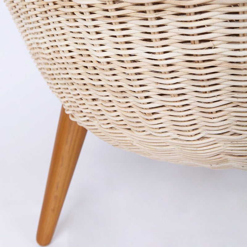 Contemporary Nordic Handwoven Rattan Weaving Solid Wood Legs Accent Chair With High Backrest - Lounge Chair For Indoor & Outdoor Living Cuvalon