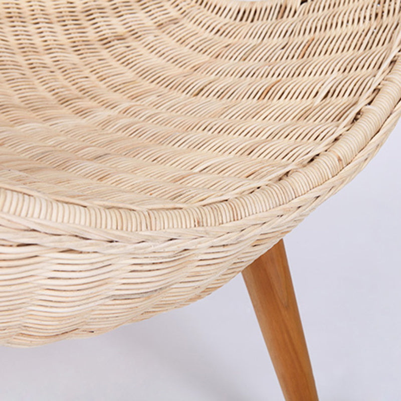 Contemporary Nordic Handwoven Rattan Weaving Solid Wood Legs Accent Chair With High Backrest - Lounge Chair For Indoor & Outdoor Living Cuvalon