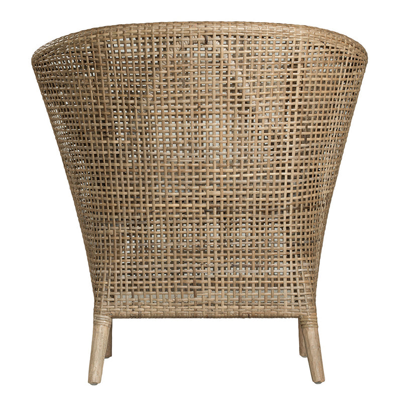 Handwoven Rattan Solid Wood Lounge Chair For Balcony & Patio - Contemporary Nordic Indoor Outdoor Relaxing Accent Chair With Waterproof Cushion Cuvalon
