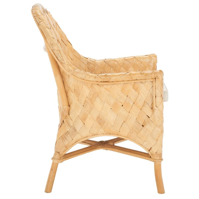 Handwoven Rattan Lounge Chair With Armrest - Contemporary Nordic Balcony & Patio & Living Room Indoor Outdoor Accent Chair With Waterproof Cushion Cuvalon