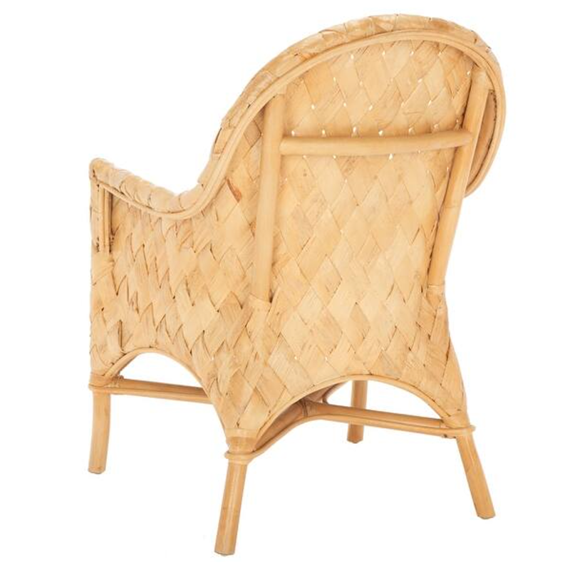 Handwoven Rattan Lounge Chair With Armrest - Contemporary Nordic Balcony & Patio & Living Room Indoor Outdoor Accent Chair With Waterproof Cushion Cuvalon