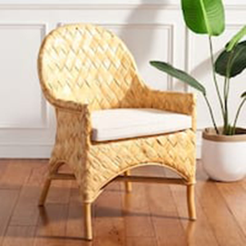 Handwoven Rattan Lounge Chair With Armrest - Contemporary Nordic Balcony & Patio & Living Room Indoor Outdoor Accent Chair With Waterproof Cushion Cuvalon