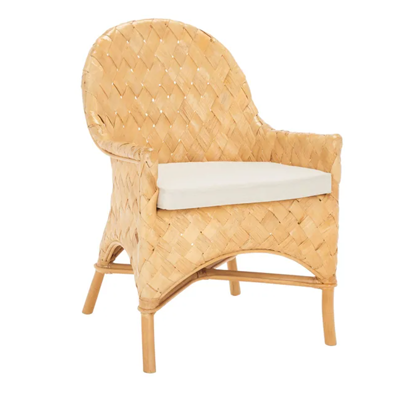 Handwoven Rattan Lounge Chair With Armrest - Contemporary Nordic Balcony & Patio & Living Room Indoor Outdoor Accent Chair With Waterproof Cushion Cuvalon