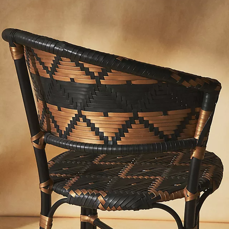 Traditional French Bistro Rattan Weaving Dining Chair With Handwoven Geometric Pattern - Back Chair For Dining Room & Cafe Cuvalon
