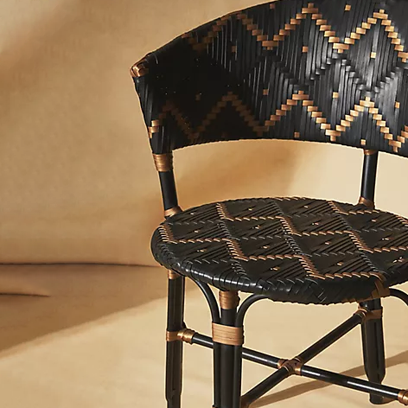 Traditional French Bistro Rattan Weaving Dining Chair With Handwoven Geometric Pattern - Back Chair For Dining Room & Cafe Cuvalon