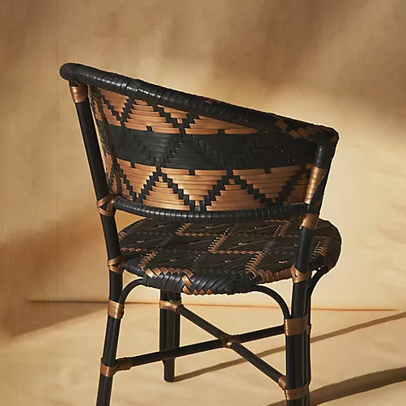 Traditional French Bistro Rattan Weaving Dining Chair With Handwoven Geometric Pattern - Back Chair For Dining Room & Cafe Cuvalon