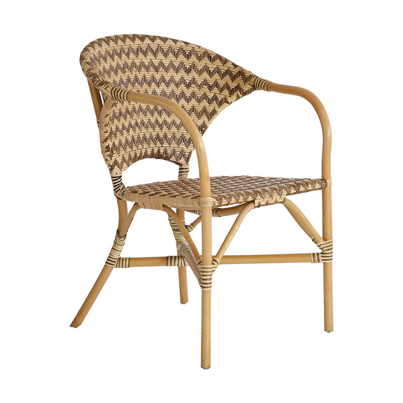 Contemporary Nordic Indonesian Natural Rattan Weaving Dining Chair - Patio Chair With Wide Back & Armrests For Dining Room & Patio & Balcony Cuvalon