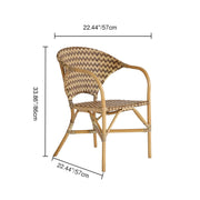 Contemporary Nordic Indonesian Natural Rattan Weaving Dining Chair - Patio Chair With Wide Back & Armrests For Dining Room & Patio & Balcony Cuvalon