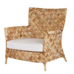 Contemporary Nordic Artisan Indonesian Natural Rattan Weaving Lounge Chair - Armchair With Thick Handwoven Texture For Living Room Cuvalon